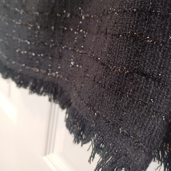 Simon Chang Black Lined Fringe Skirt - Picture 6 of 13